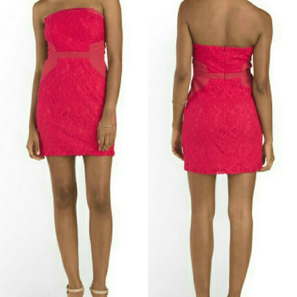 🆕🌱 AS U WISH Strapless Floral Lace Sheath Dress
